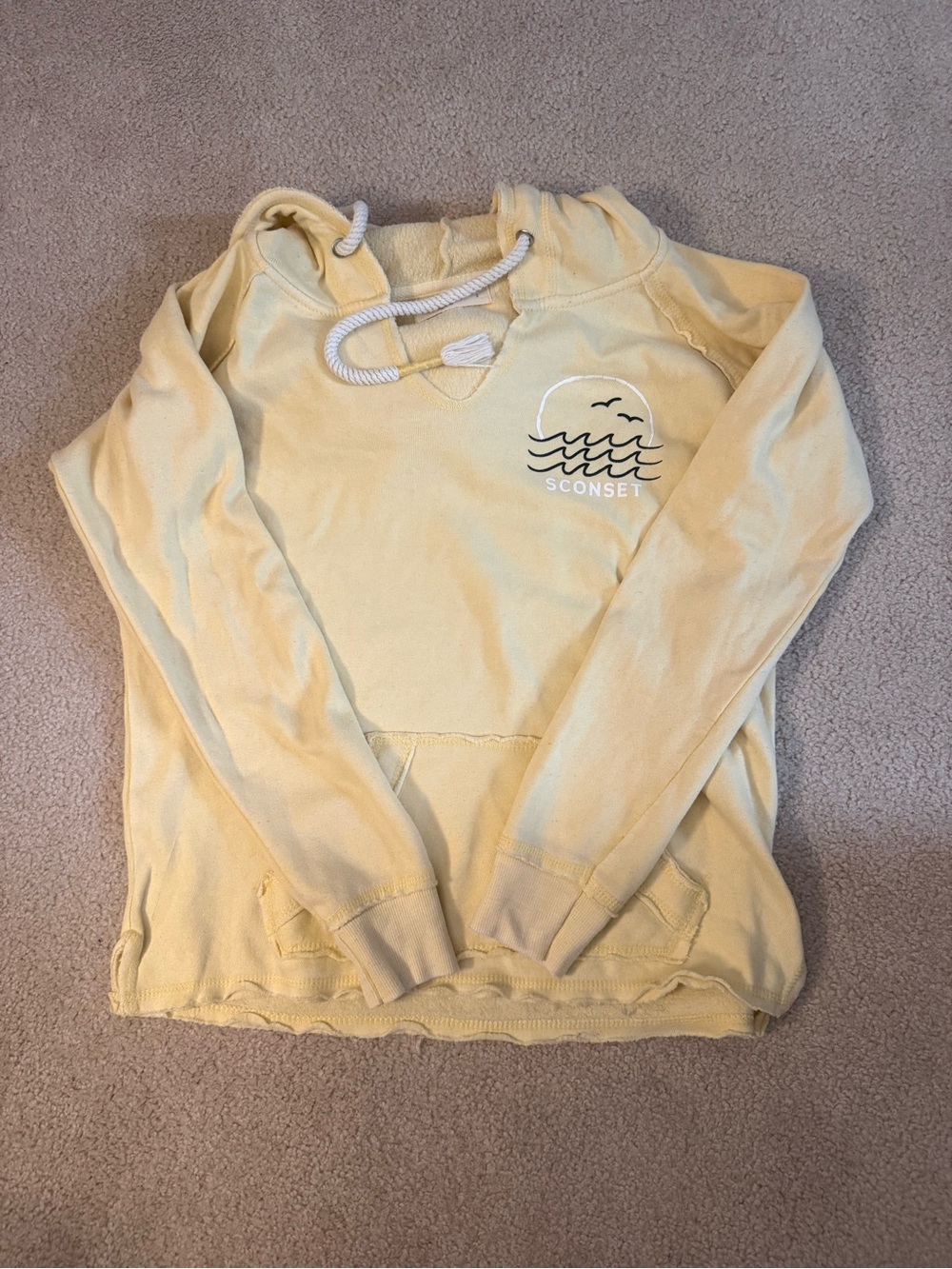 Nantucket Sconset Ocean Drive Sunset Graphic Hoodie - Soft Yellow
